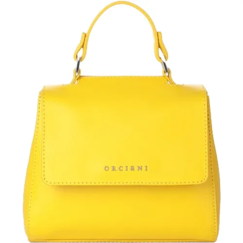 Gelbe Lederhandtasche mit abnehmbarem Riemen - Orciani - Modalova