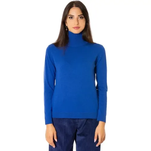 Dunkelblauer Rollkragenpullover , Damen, Größe: L - Max Mara Weekend - Modalova