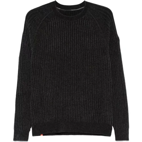 Velvet Ribbed Knit Sweater Dark Grey , male, Sizes: XL, L - RRD - Modalova