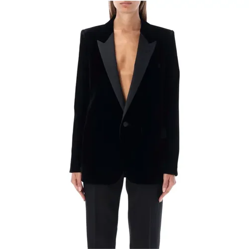 Velvet Tuxedo Jacket , female, Sizes: M - Saint Laurent - Modalova