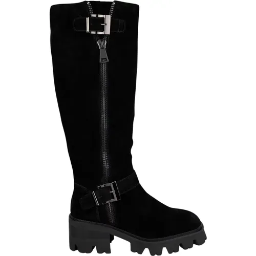 Round Toe Leather High Boots , female, Sizes: 8 UK, 3 UK, 6 UK - Alma en Pena - Modalova