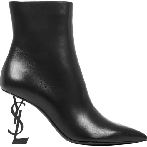 Schwarze Opyum Stiefeletten - Saint Laurent - Modalova