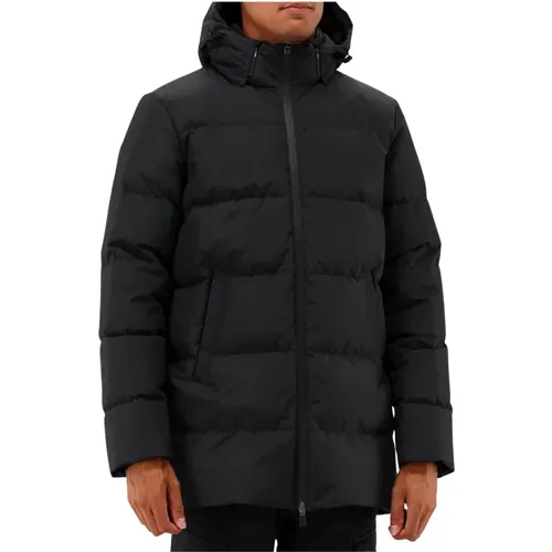 Schwarze Parka Jacke mit Kapuze - Herno - Modalova