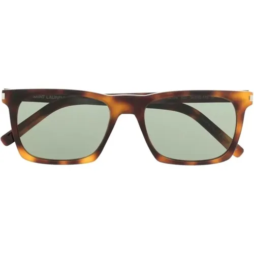 Quadratische Braune Schildpatt-Sonnenbrille Unisex,Elegante quadratische Sonnenbrille für Frauen - Saint Laurent - Modalova