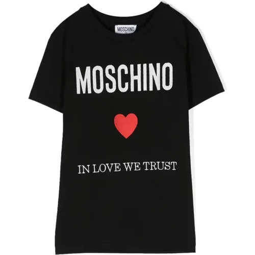 Schwarzes T-Shirt mit Kurzen Ärmeln,Optisches Weißes T-Shirt - Moschino - Modalova