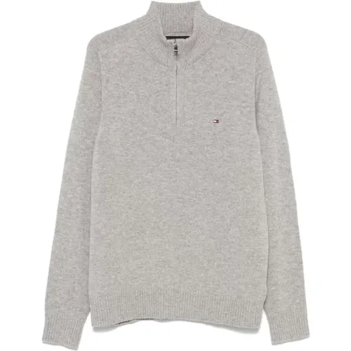 Grauer Strickpullover , Herren, Größe: S - Tommy Hilfiger - Modalova