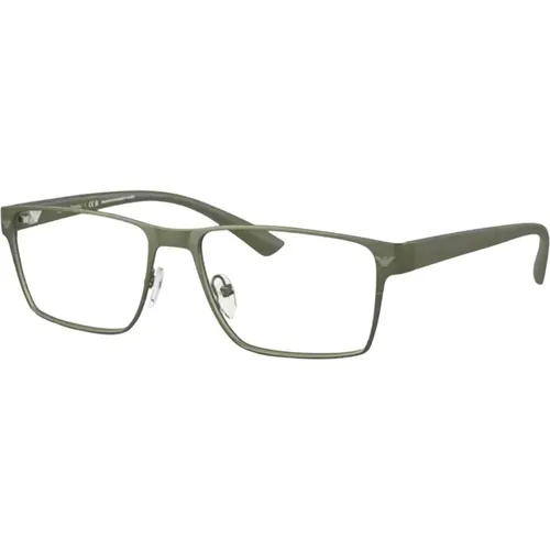 Matte Olive Cream Eyewear Frames , unisex, Sizes: 53 MM - Emporio Armani - Modalova