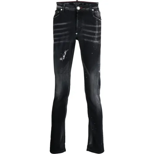 Schwarze Straight Denim Hose - Philipp Plein - Modalova