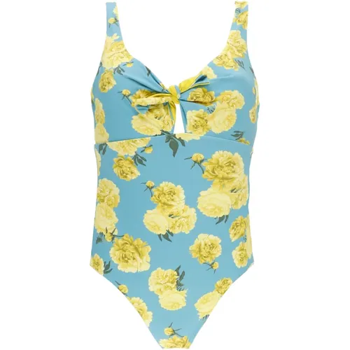 Blue Floral Monokini Swimsuit , female, Sizes: S, M, XS - Fisico - Modalova