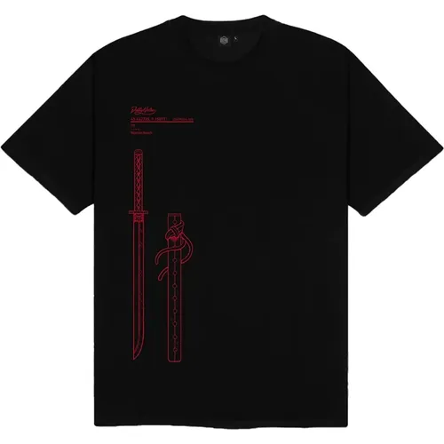 Miyamoto Musashi Outline T-Shirt , Herren, Größe: M - Dolly Noire - Modalova