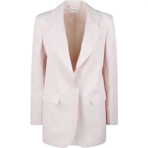 Linen Blend Single-Breasted Blazer , female, Sizes: L - P.a.r.o.s.h. - Modalova