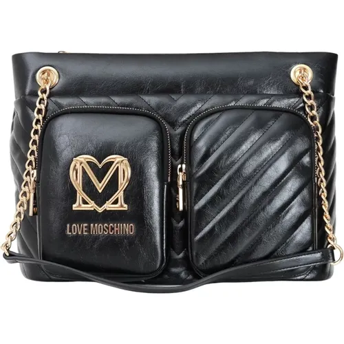 Shopper Bag with Chain Handles , female, Sizes: ONE SIZE - Love Moschino - Modalova