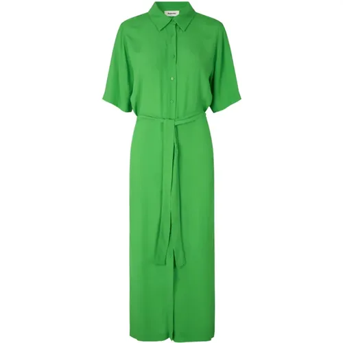 Grünes Midi-Hemd Kleid CashMD , Damen, Größe: S - Modström - Modalova