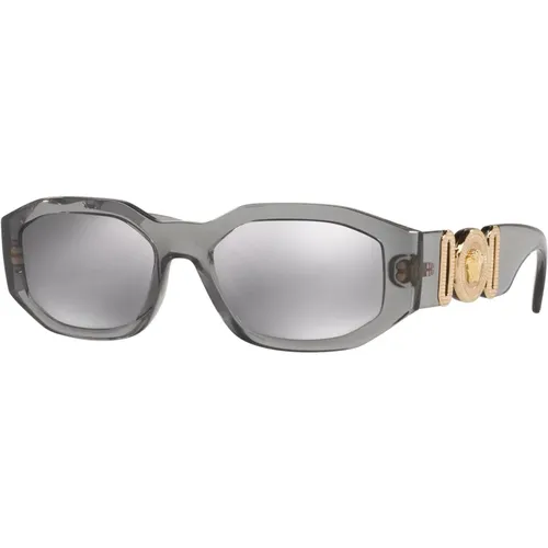 Grey/Grey Sunglasses THE Clans , unisex, Sizes: 53 MM - Versace - Modalova