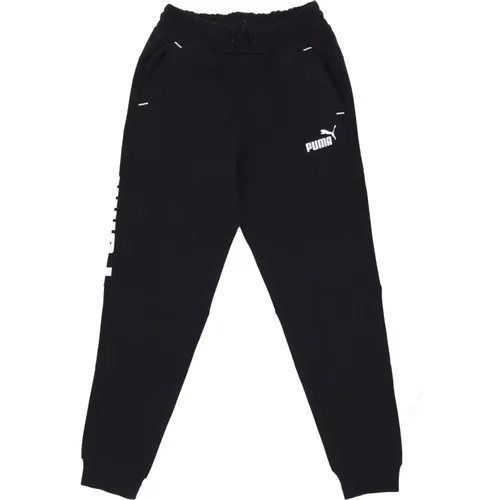 Schwarze Fleece-Sweatpants Elastischer Bund , Herren, Größe: L - Puma - Modalova