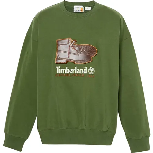 Abenteuer Box Fit Badge Grüner Pullover , Herren, Größe: 2XL - Timberland - Modalova