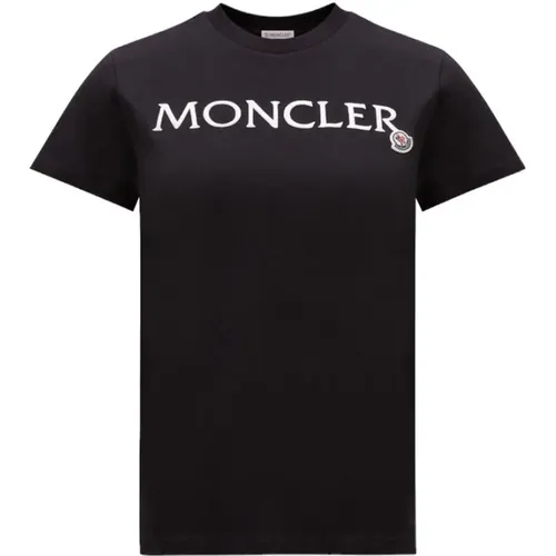 Embroidered Logo T-Shirt , female, Sizes: L, XL, S, M - Moncler - Modalova