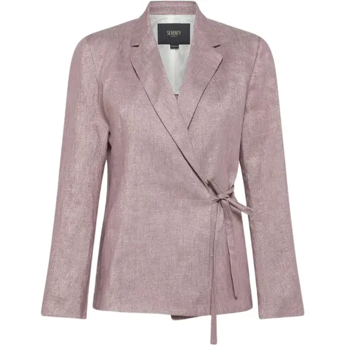 Linen Viscose Lurex Side Lace Jacket , female, Sizes: S, 2XS, XS - Seventy - Modalova