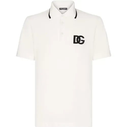 Logo-besticktes Poloshirt Weiß Baumwolle - Dolce & Gabbana - Modalova