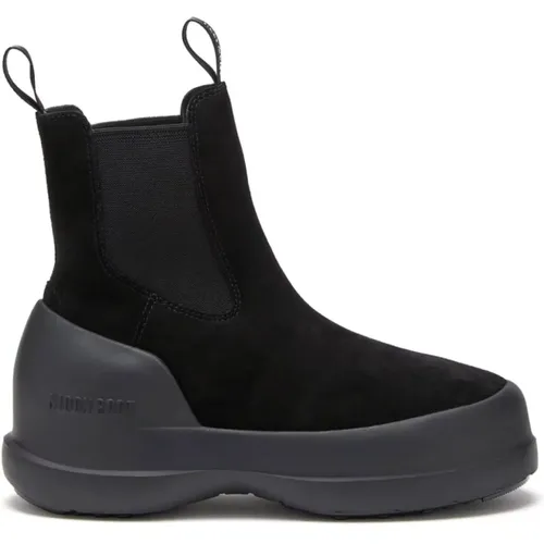 Schwarze Wildleder Slip-On Stiefel , Damen, Größe: 39 EU - moon boot - Modalova