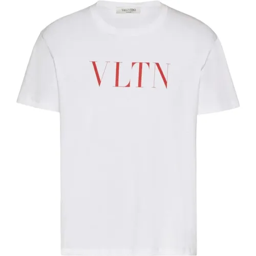 Weiße Vltn T-Shirt mit rotem Druck , Herren, Größe: M - Valentino Garavani - Modalova