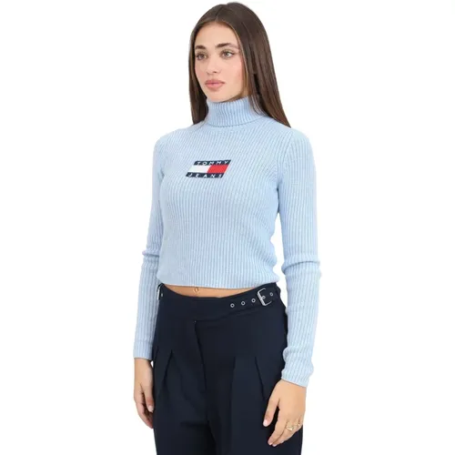 Blauer Rollkragenpullover Damenmode , Damen, Größe: S - Tommy Jeans - Modalova