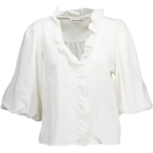 Elegante V-Ausschnitt Puff Bluse , Damen, Größe: XL - Co'Couture - Modalova