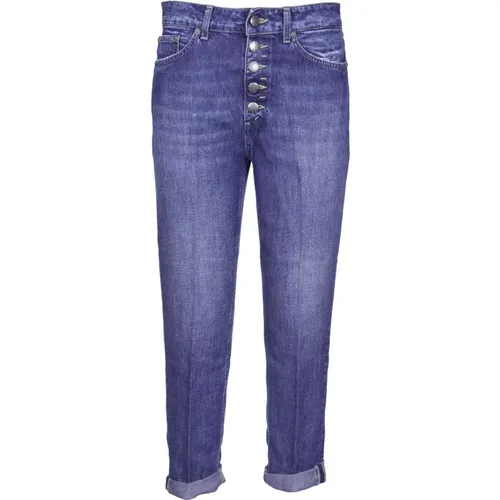 Denim Jeans with Jeweled Button , female, Sizes: W25, W30, W31, W28, W29 - Dondup - Modalova