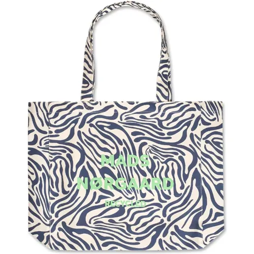 Blue Zebra Print Shopper Bag , female, Sizes: ONE SIZE - Mads Nørgaard - Modalova