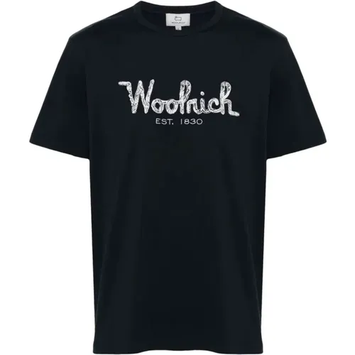 Besticktes Logo T-Shirt Woolrich - Woolrich - Modalova