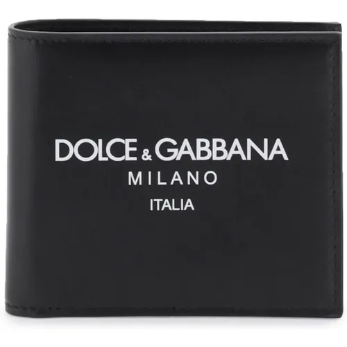 Lederbrieftasche mit kontrastierendem Logo - Dolce & Gabbana - Modalova