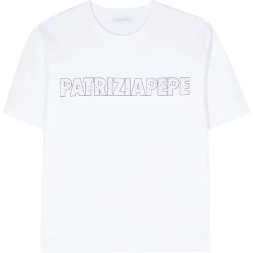 Glitzerndes Logo-Shirt , Damen, Größe: S - PATRIZIA PEPE - Modalova