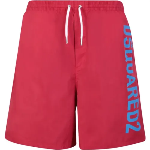 Rote Technicolor Badeshorts Slim Fit - Dsquared2 - Modalova