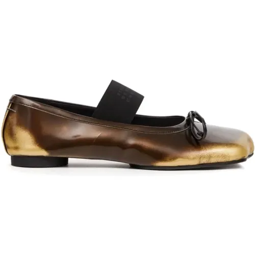 Flat Shoes with Bow and Elastic Band , female, Sizes: 7 1/2 UK, 3 1/2 UK - MM6 Maison Margiela - Modalova