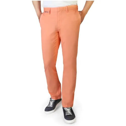 Mens Cotton Trousers with Button and Zip Fastening , male, Sizes: W28 - Tommy Hilfiger - Modalova