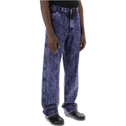 Marbleized Denim Jeans Loose Fit Straight Leg , male, Sizes: W32, W31 - Marni - Modalova