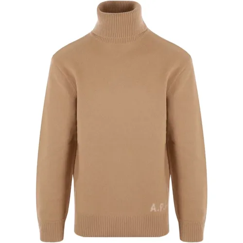 Besticktes Logo Rollkragen Wollpullover , Herren, Größe: XS - A.P.C. - Modalova