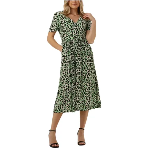 Grünes Midi-Kleid Objisabella 2/4 , Damen, Größe: S - Object - Modalova