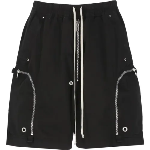 Schwarze Baumwoll-Bermuda-Shorts mit Taschen - Rick Owens - Modalova