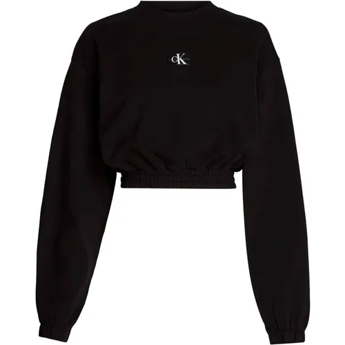 Schwarzer Crew Neck Sweatshirt mit Logo Patch - Calvin Klein Jeans - Modalova