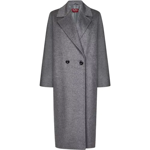 Grey Double-Breasted Wool Coat , female, Sizes: S - Max Mara - Modalova