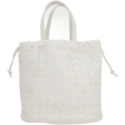 Weiße Leder Bucket Tasche mit Intrecciato Motiv - Bottega Veneta - Modalova