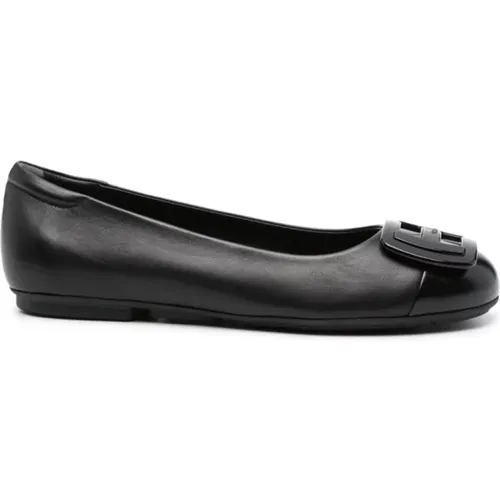 Schwarze flache Schuhe , Damen, Größe: 39 1/2 EU - Hogan - Modalova