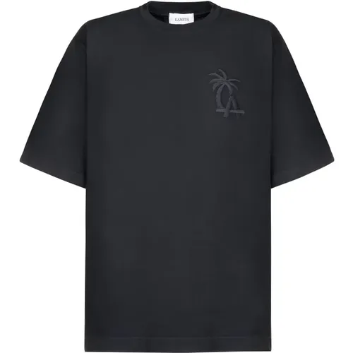 Schwarzes Baumwoll-T-Shirt Modell S4Lauath030 , Herren, Größe: M - Laneus - Modalova