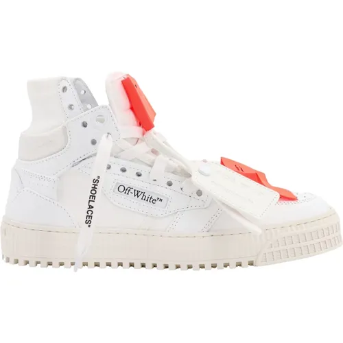 Off , Leather and Canvas Sneakers with Zip Tie , female, Sizes: 7 UK - Off White - Modalova