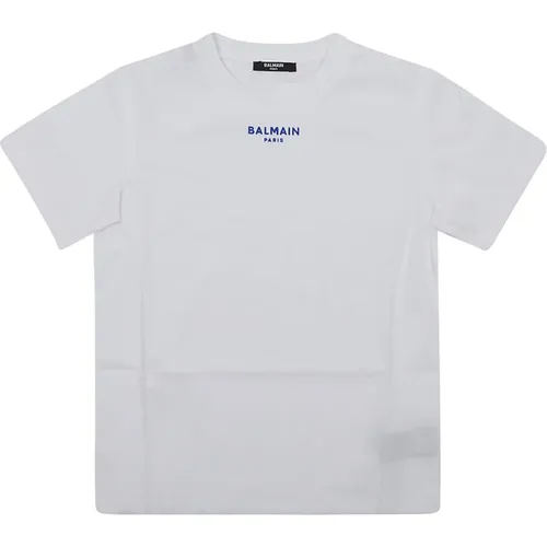 Blue T-Shirt/Top , unisex, Sizes: 12 Y, 10 Y - Balmain - Modalova