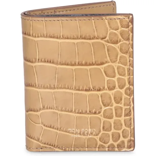 Luxury Crocodile-Finish Leather Credit Card Holder , male, Sizes: ONE SIZE - Tom Ford - Modalova