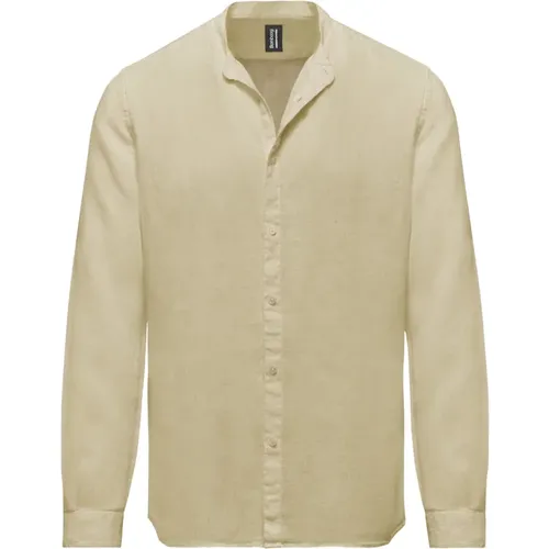 Linen Mandarin Collar Shirt , male, Sizes: 2XL, M, XL, L, 3XL, S, XS - BomBoogie - Modalova