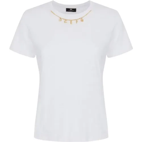 Golden Charm Jersey T-Shirt , female, Sizes: L - Elisabetta Franchi - Modalova