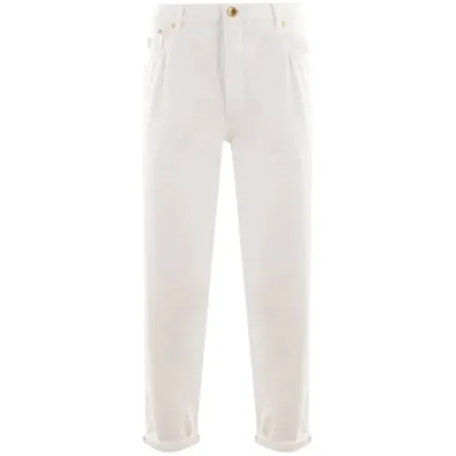 Weiße Denim Jeans mit Logo-Stickerei - BRUNELLO CUCINELLI - Modalova